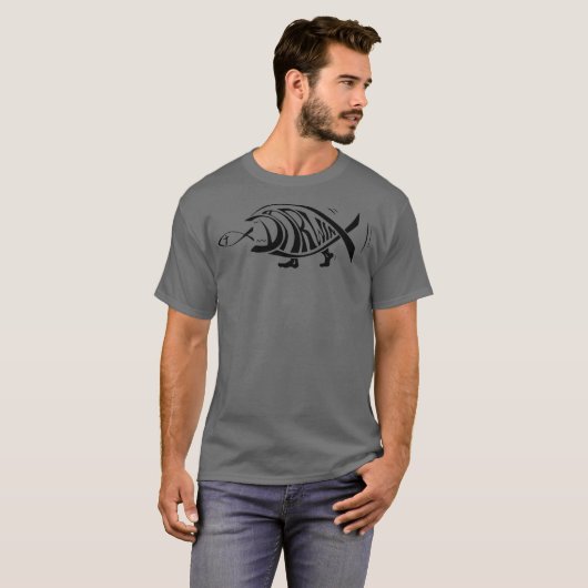 Darwin Fisch essen Jesus Fish Funny Evolution T-Shirt (Vorne ganz)