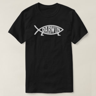 Darwin Fish T - Shirt - weiß auf dunkel