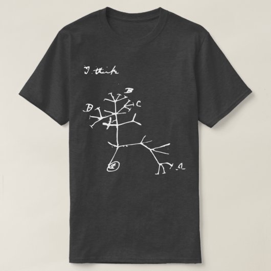 Darwin Ich denke, Tree White T-Shirt (Design vorne)