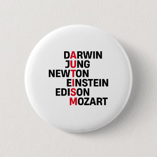 Darwin Jung Newton Einstein Edison Mozart Autism A Button