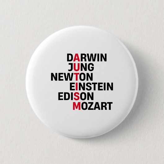 Darwin Jung Newton Einstein Edison Mozart Autism A Button (Vorderseite)