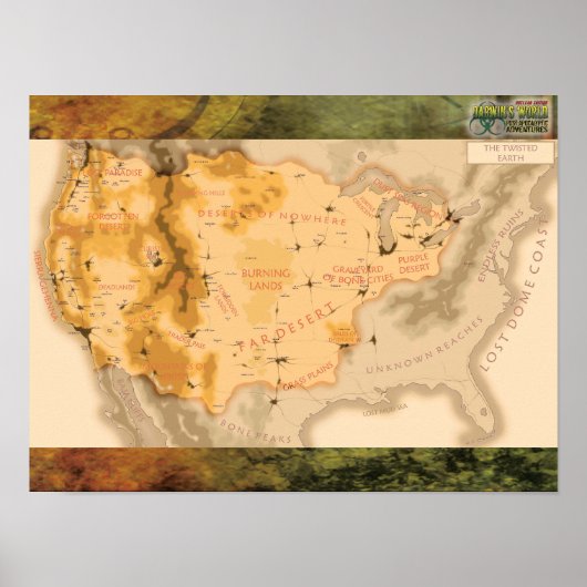 Darwins World Twisted Earth Map mit Hintergrund Poster (Vorne)