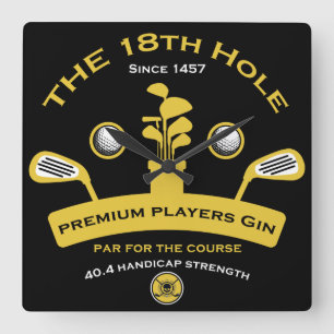 Das 18. Golf Hole Funny Golfgeschenke Quadratische Wanduhr