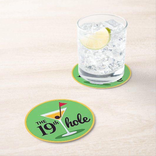 Das 19. Loch Golf Spaß Design Runder Pappuntersetzer (Vor Ort)