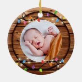 Das 1. Rustikale Weihnachtslicht-Foto der Großelte Keramik Ornament (Hinten)