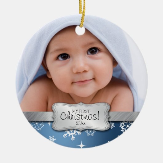 Das 1. Weihnachten des Babys. Addieren Sie Ihr Keramik Ornament (Vorne)