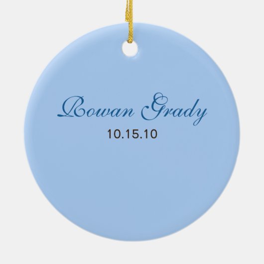 Das 1. Weihnachten des Babys - Band (blau) Keramik Ornament (Hinten)