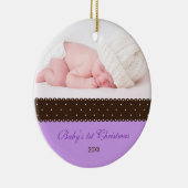 Das 1. Weihnachten des Babys - Band (Lavendel) Keramikornament (Rechts)