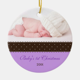 Das 1. Weihnachten des Babys - Band (Lavendel) Keramikornament