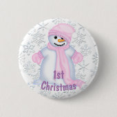 Das 1. Weihnachten des niedlichen Snowman-Babys Button (Vorderseite)
