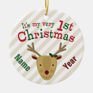 Das 1. Weihnachten des rotnasigen Ren-Babys Keramikornament