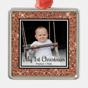 Das 1. Weihnachtsfest des Babys-Fotos Ornament Aus Metall
