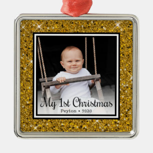Das 1. Weihnachtsfest des Babys-Fotos Ornament Aus Metall