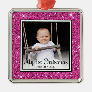Das 1. Weihnachtsfest des Babys-Fotos Ornament Aus Metall