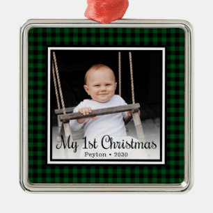 Das 1. Weihnachtsfest des Babys-Fotos Ornament Aus Metall