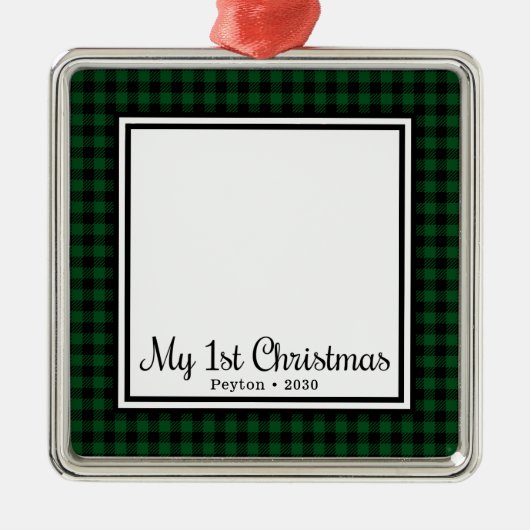 Das 1. Weihnachtsfest des Babys-Fotos Ornament Aus Metall (Vorne)