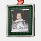 Das 1. Weihnachtsfest des Babys-Fotos Ornament Aus Metall (Links)