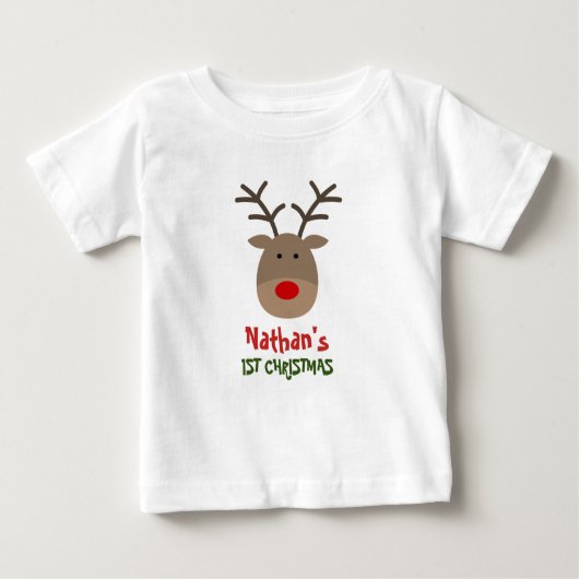 Das 1. Weihnachtsfest des Babys mit niedlichen Ren Baby T-shirt (Vorderseite)