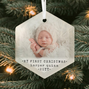 Das 1. Weihnachtsfest des Babys - Modernes Minimal Ornament Aus Glas