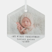 Das 1. Weihnachtsfest des Babys - Modernes Minimal Ornament Aus Glas (Vorderseite)