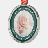 Das 1. Weihnachtsfest des Fotos ist grün und weiß Ornament Aus Metall (Links)