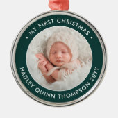 Das 1. Weihnachtsfest des Fotos ist grün und weiß Ornament Aus Metall (Vorne)