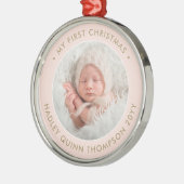Das 1. Weihnachtsfest im Foto Girly Blush Pink & G Ornament Aus Metall (Links)