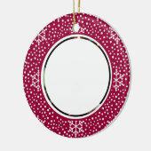 Das 1. Weihnachtsfest im Foto Red White Snowflakes Keramik Ornament (Links)