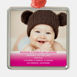 Das 1. Weihnachtsfest-Pink-Keepake-Foto des Babys Ornament Aus Metall