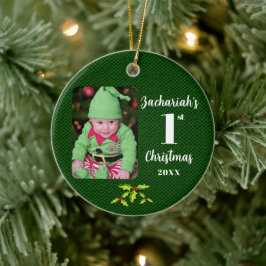 Das 1. Weihnachtsgrün-Imitat des Babys Keramik Ornament