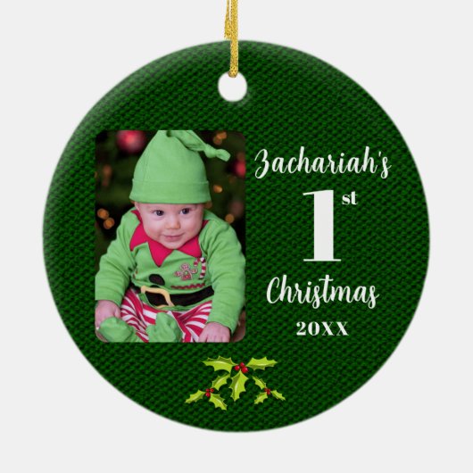 Das 1. Weihnachtsgrün-Imitat des Babys Keramik Ornament (Hinten)