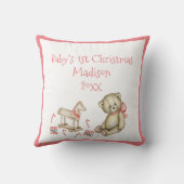 Das 1. Weihnachtskind personalisieren Pink Niedlic Kissen (Rückseite)