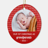 Das 1. Weihnachtsskriptrahmen-Foto von Großeltern Keramik Ornament (Links)