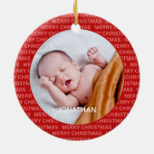 Das 1. Weihnachtsskriptrahmen-Foto von Großeltern Keramik Ornament (Hinten)