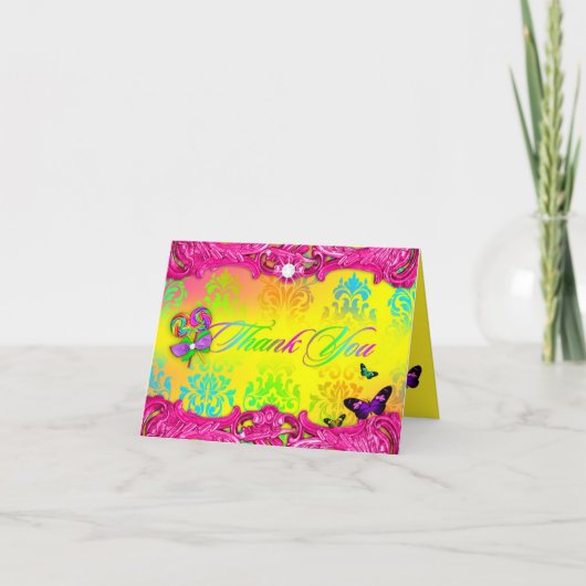 Das 311 Süßigkeits-Märchenland-Rosa-Bonbon 16 Dankeskarte (Vorderseite)