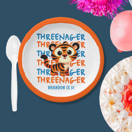 Das 3. Geburtstags-Party des "Custom Tiger Threena Pappteller