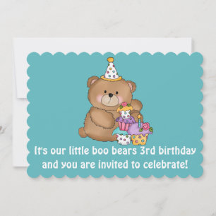 Das 3. Geburtstags-Party von Little Boo Bear lädt  Einladung