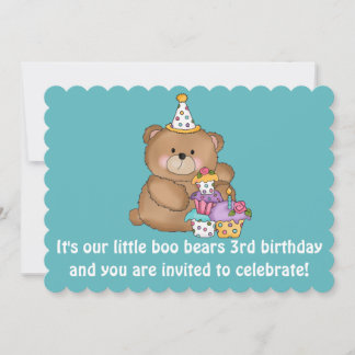 Das 3. Geburtstags-Party von Little Boo Bear lädt Einladung