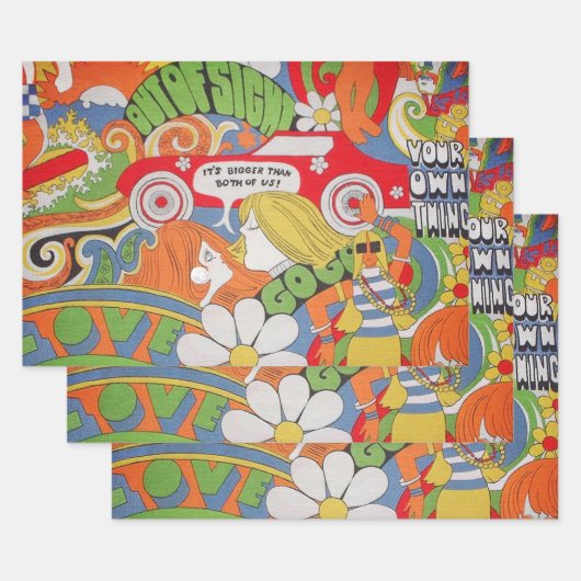 Das 70er-Wrapping-Papier Geschenkpapier Set (Set)