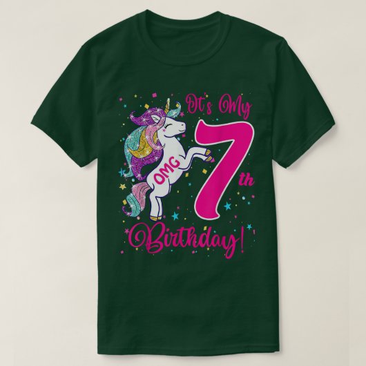Das 7-jährige Einhorn-Outfit für Kleinkinder T-Shirt (Design vorne)