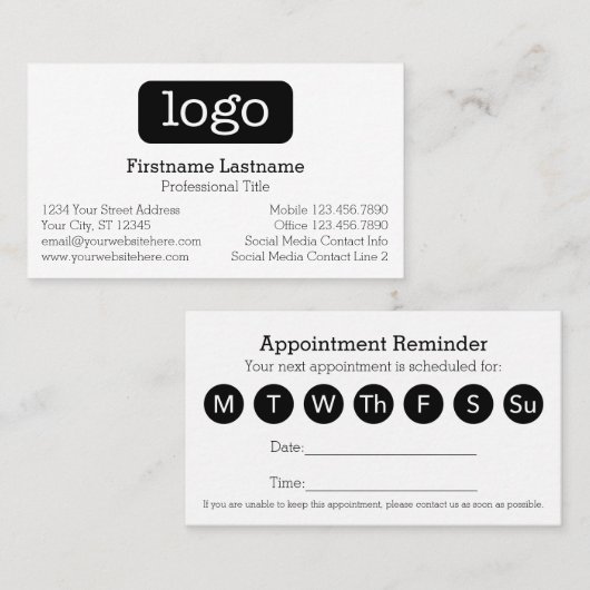 Das 7-Tage-Logo für das Business-Design Terminkarte (Vorne/Hinten)