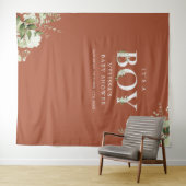 Das A Boy Floral Terracotta Babydusche Foto Prop Wandteppich (Beispiel (Horizontal))