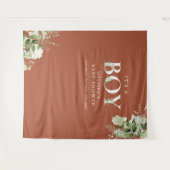 Das A Boy Floral Terracotta Babydusche Foto Prop Wandteppich (Vorderseite (Horizontal))