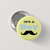Das A Boy Mustache Gelb- und Blue-Baby-Dusche Button (Vorne & Hinten)