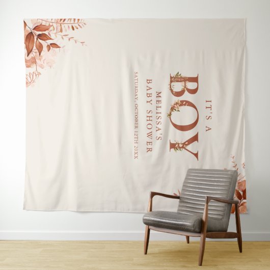 Das A Boy Rustic Fall Baby Dusche Foto Prop Wandteppich (Beispiel (Horizontal))