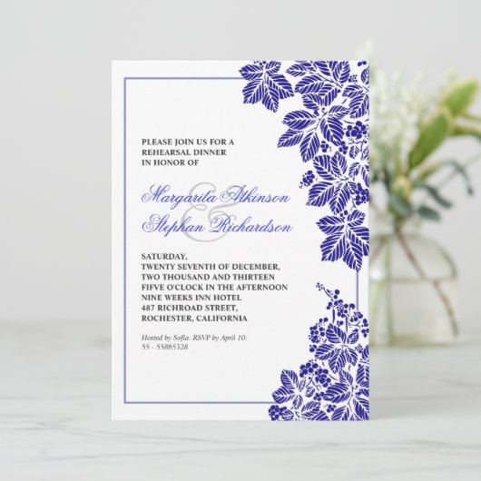 Das Abendessen auf dem Weinberg lädt zum Probe ein Einladung (Stehend Vorderseite)