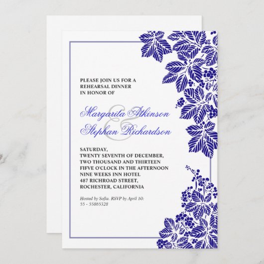 Das Abendessen auf dem Weinberg lädt zum Probe ein Einladung (Vorne/Hinten)