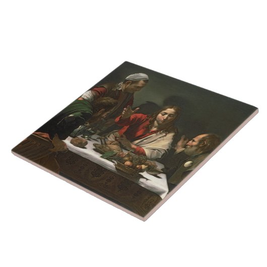 Das Abendessen bei Emmaus, 1601 (Öl und Tempera) Fliese (Seite)