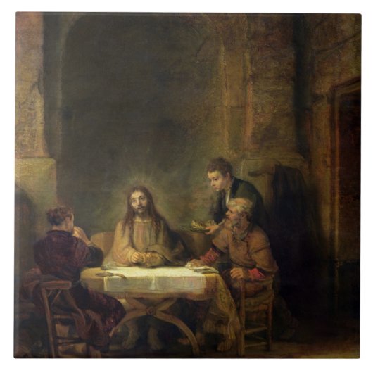 Das Abendessen bei Emmaus, 1648 (Öl auf Platte) Fliese (Vorderseite)