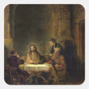 Das Abendessen bei Emmaus, 1648 (Öl auf Platte) Quadratischer Aufkleber